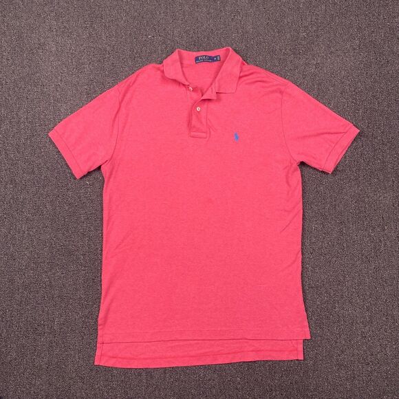 Polo Ralph Lauren Shirt Mens Short Sleeve Iconic Preppy Pink Pony Size Medium - Picture 1 of 6